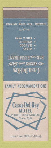 Matchbook Cover - Casa Del Rey Motel Salisbury MD