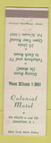 Matchbook Cover - Colonial Motel Johnston RI