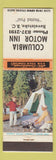 Matchbook Cover - Columbia Motor Inn Revelstoke BC