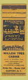 Matchbook Cover - Willow Tree Cabins Gasport NY