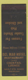 Matchbook Cover - Del Mar Hotel Sault Ste Marie MI