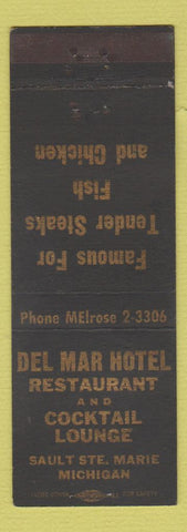 Matchbook Cover - Del Mar Hotel Sault Ste Marie MI