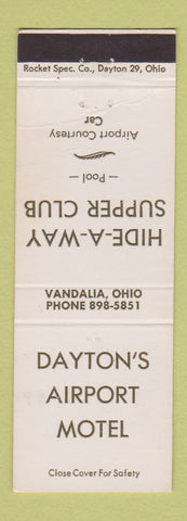 Matchbook Cover - Dayton's Airport Motel Hide A Way Supper Club Vandalia OH