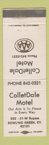 Matchbook Cover - Collet Dale Motel Bowling Green KY