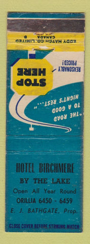 Matchbook Cover - Hotel Birchmere by the Lake Orillia ON