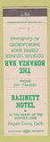 Matchbook Cover - Bazinett Hotel Angels Camp CA Bonanza Bar