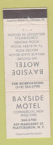Matchbook Cover - Bayside Motel Plattsburgh NY