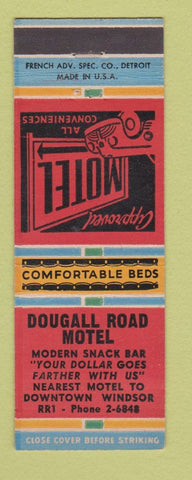 Matchbook Cover - Dougall Road Motel Windsor ON