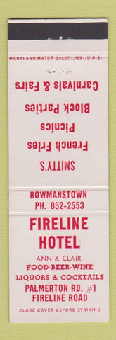 Matchbook Cover - Fireline Hotel Bowmanstown PA