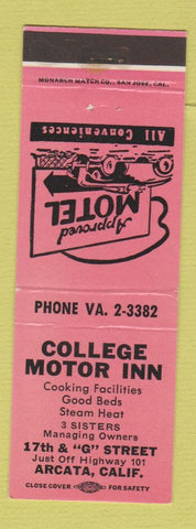 Matchbook Cover - College Motor Inn Arcata CA PINK