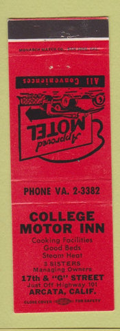 Matchbook Cover - College Motor Inn Arcata CA RED
