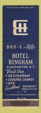 Matchbook Cover - Hotel Bingham Binghamton NY