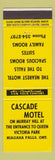 Matchbook Cover - Cascade Motel Niagara Falls ON