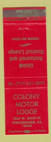 Matchbook Cover - Colony Motor Lodge Stroudsburg PA