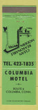 Matchbook Cover - Columbia Motel CT