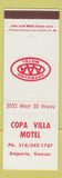 Matchbook Cover - Copa Villa Motel Emporia KS