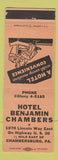 Matchbook Cover - Hotel Benjamin Chambers Chambersburg PA #1
