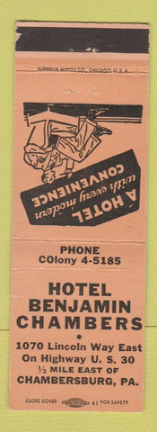 Matchbook Cover - Hotel Benjamin Chambers Chambersburg PA #1