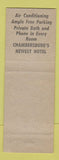 Matchbook Cover - Hotel Benjamin Chambers Chambersburg PA #1