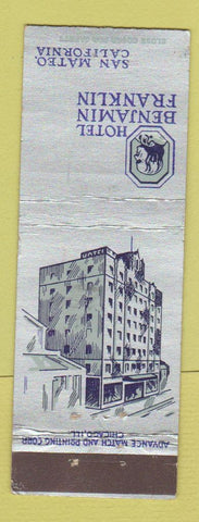 Matchbook Cover - Hotel Benjamin Franklin San Mateo CA ADVANCE