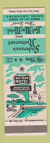 Matchbook Cover - Bel Mar Motel Anderson's Restaurant Beebe AR