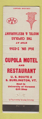 Matchbook Cover - Cupola Motel Restaurant South Burlington VT