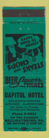 Matchbook Cover - Capitol Hotel Hollidaysburg PA WEAR