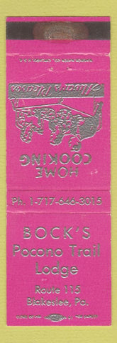 Matchbook Cover - Bock's Pocono Trail Lodge Blakeslee PA