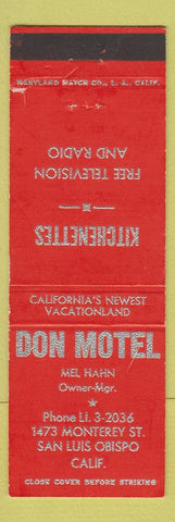 Matchbook Cover - Don Motel San Luis Obispo CA