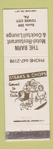 Matchbook Cover - The Barn Motel Restaurant Tower City PA