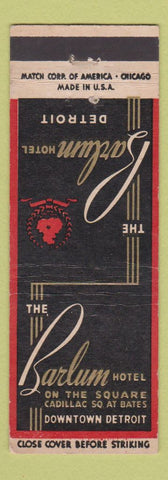 Matchbook Cover - Barlum Hotel Detroit MI