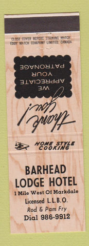 Matchbook Cover - Barhead Lodge Hotel Markdale ON