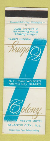 Matchbook Cover - Colony Resort Motel Atlantic City NJ