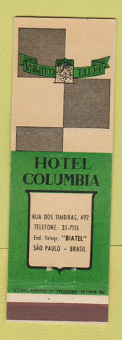 Matchbook Cover - Hotel Columbia Sao Paulo Brazil