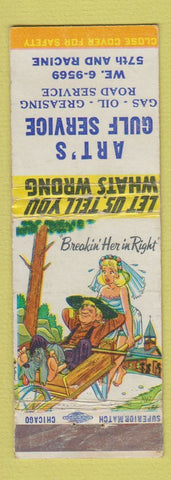 Matchbook Cover - Art's Gulf oil gas hillbilly Chicago IL WEAR