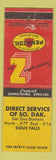Matchbook Cover - Pennzoil oil gas Sioux Falls SD WEAR