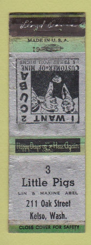 Matchbook Cover - 3 Little Pigs Kelso WA POOR
