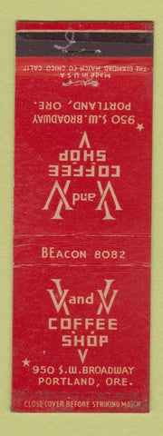 Matchbook Cover - V and V Coffee Shop Portland OR WORN TAPE