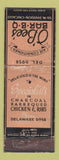 Matchbook Cover - O'Bee's BBQ Chicago IL ARROW WEAR