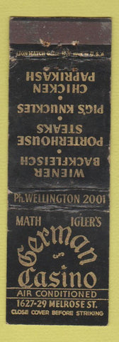 Matchbook Cover - Math Igler's German Casino Chicago IL WORN