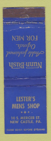Matchbook Cover - Nunn Bush Men's Shoes Lester's New Castle PA WEAR