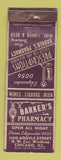 Matchbook Cover - Barker's Pharmacy Drug Chicago IL ARROW WEAR