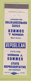 Matchbook Cover - Vernon Sommer State Rep Election Republican