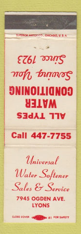 Matchbook Cover - Universal Water Softener Sales Services Lyons IL?