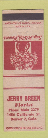 Matchbook Cover - Jerry Breen Flowers Denver Colorado