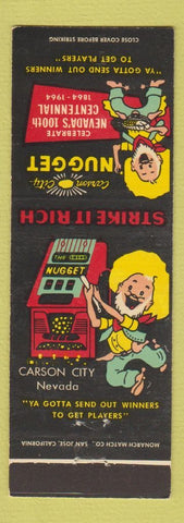 Matchbook Cover - Carson City Nugget Casnio 1964 NV