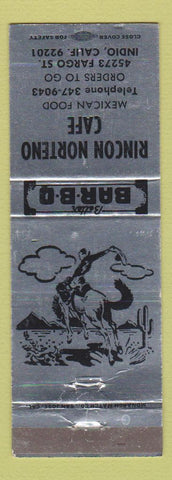 Matchbook Cover - Rincon Norteno Cafe Mexican Indio CA