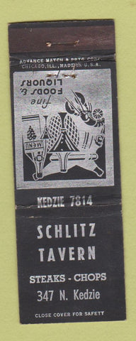 Matchbook Cover - Schlitz Tavern Chicago IL ADVANCE WEAR