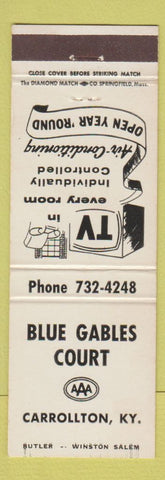 Matchbook Cover - Blue Gable Court Motel Carrollton KY WHITE
