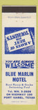 Matchbook Cover - Blue Marlin Motel Port Isabel TX